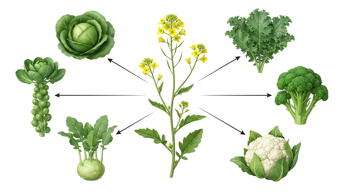 Chọn lọc nhân tạo từ loài mù tạt hoang dã Brassica oleracea ra sáu loại rau củ quen thuộc